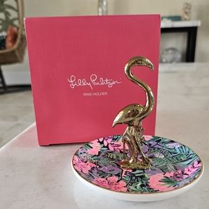 NEW!! Lilly Pulitzer Slathouse Soirée Flamingo Ring Holder Dish